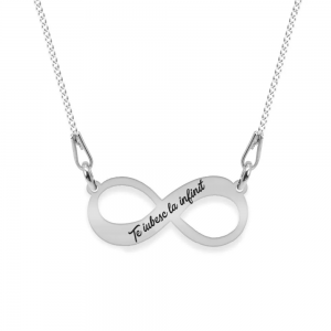 Colier argint infinit 20 mm - personalizata cu text